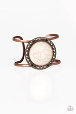 Load image into Gallery viewer, Rodeo Rage White Stone Copper Cuff Bracelet
