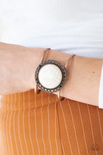 Load image into Gallery viewer, Rodeo Rage White Stone Copper Cuff Bracelet
