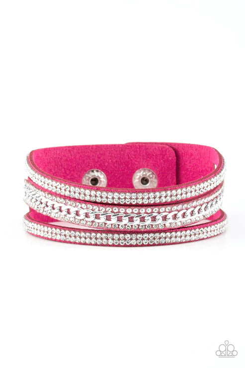 Rollin In Rhinestones Pink Urban Bracelet
