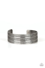 Load image into Gallery viewer, Patterned Plains Silver Cuff Bracelet
