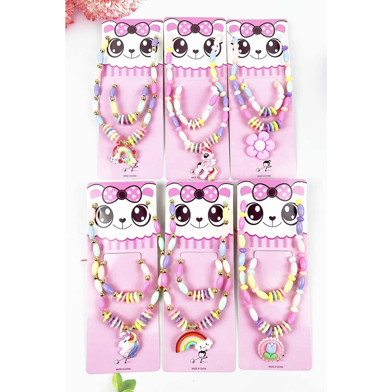 KIDS OBLONG BEADED NECKLACE WITH BRACELET SET