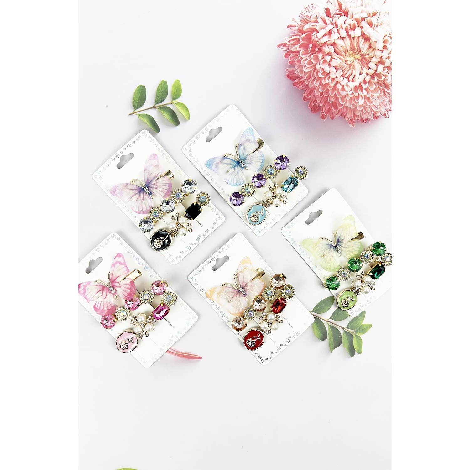 3 PCS SET OF CRYSTAL BUTTERFLY HAIR CLIP HAIR PIN