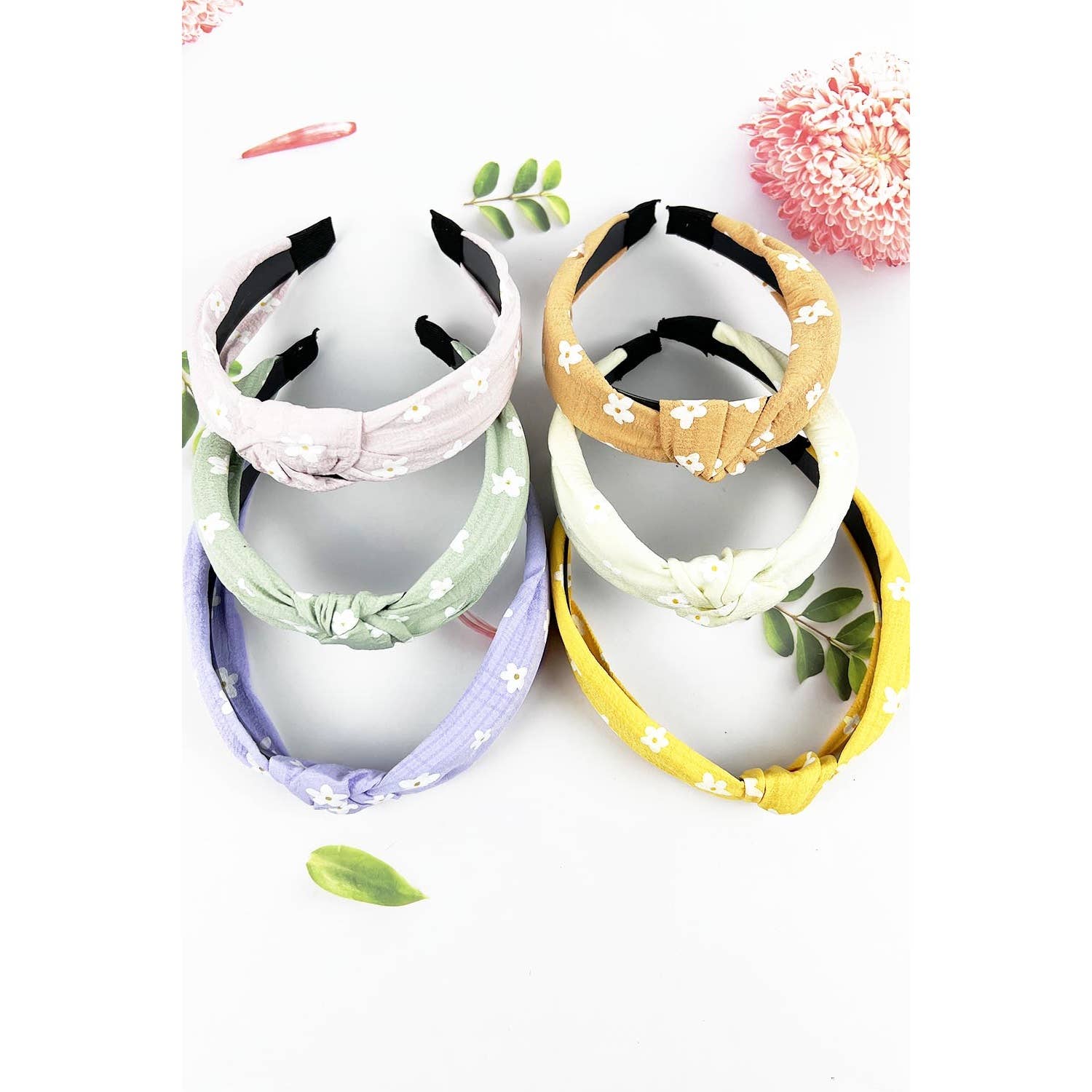 FLOWER PRINT FABRIC KNOTTED HEAD BAND OF ASSORTED COLOR